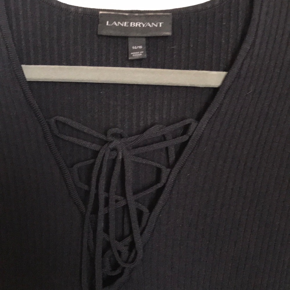 Ribbed tie neck sweater